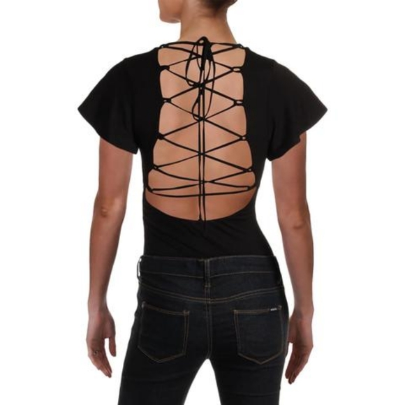 NWT little black bodysuit lace up backless bodysui - Picture 1 of 2